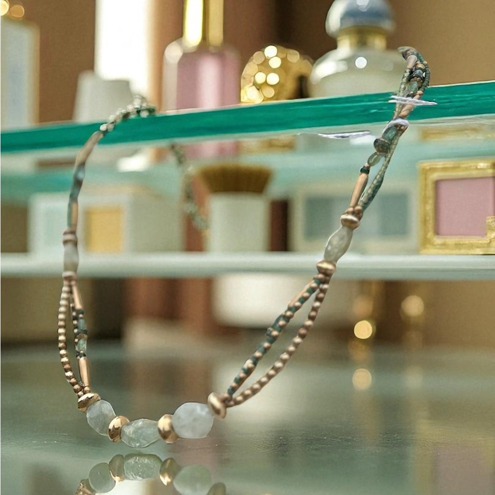 Emerald, Peridot, Jade Semi-precious &14kgf Setting